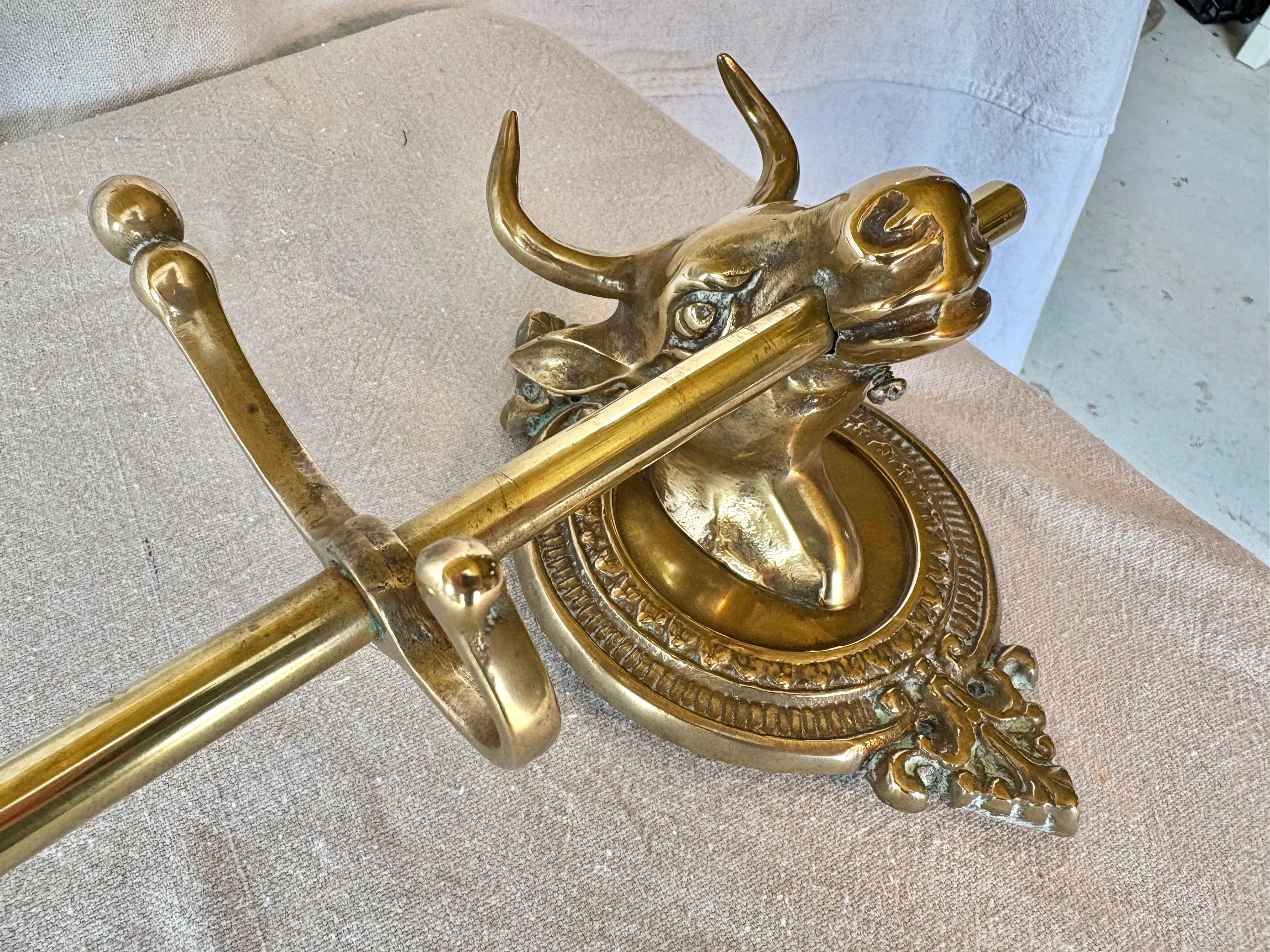 Mid 20th Century Brass Longhorn Cow Head Five Hook Coat Rack For Sale 8