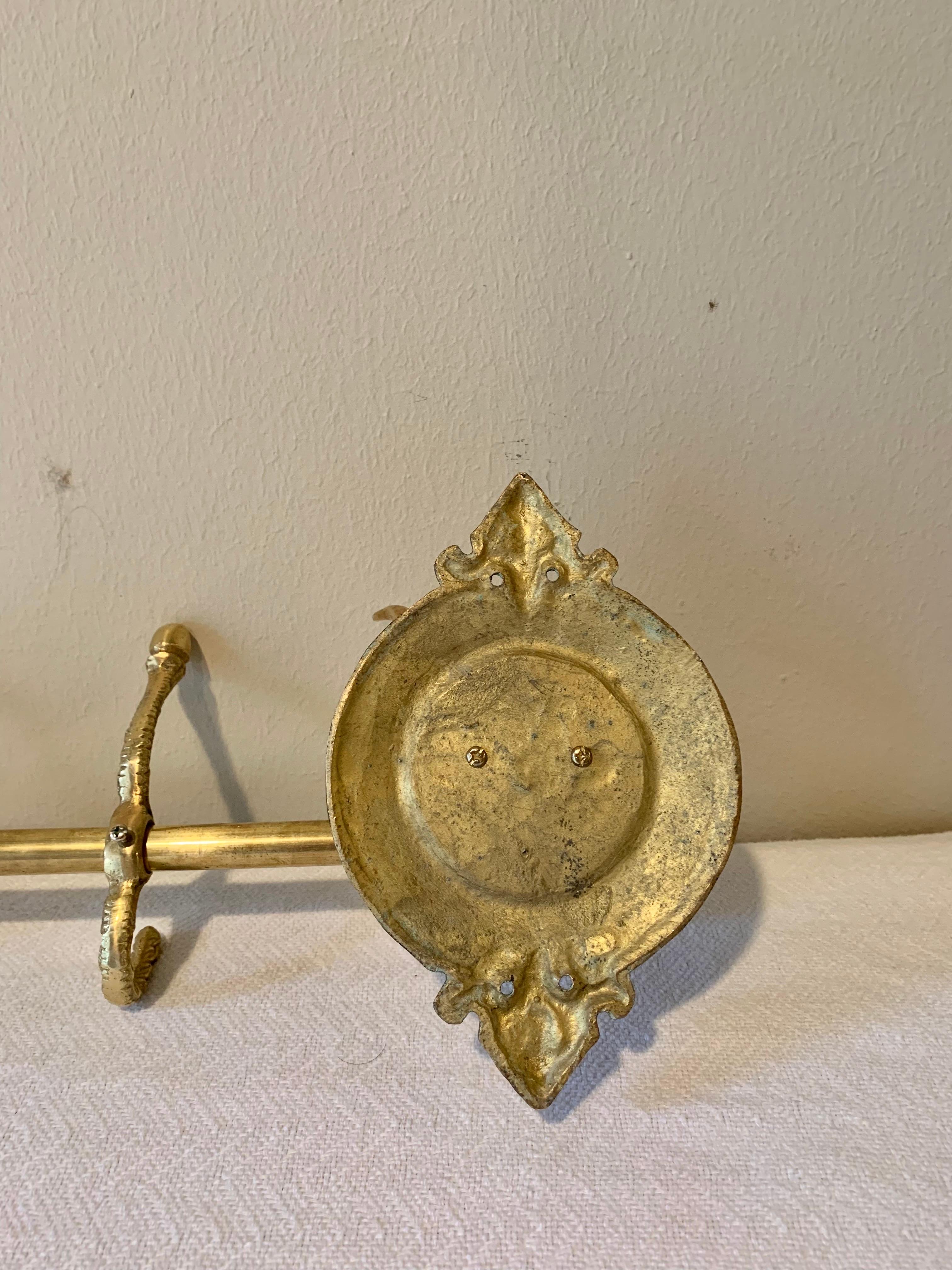 Mid 20th Century Brass Longhorn Cow Head Five Hook Coat Rack 9