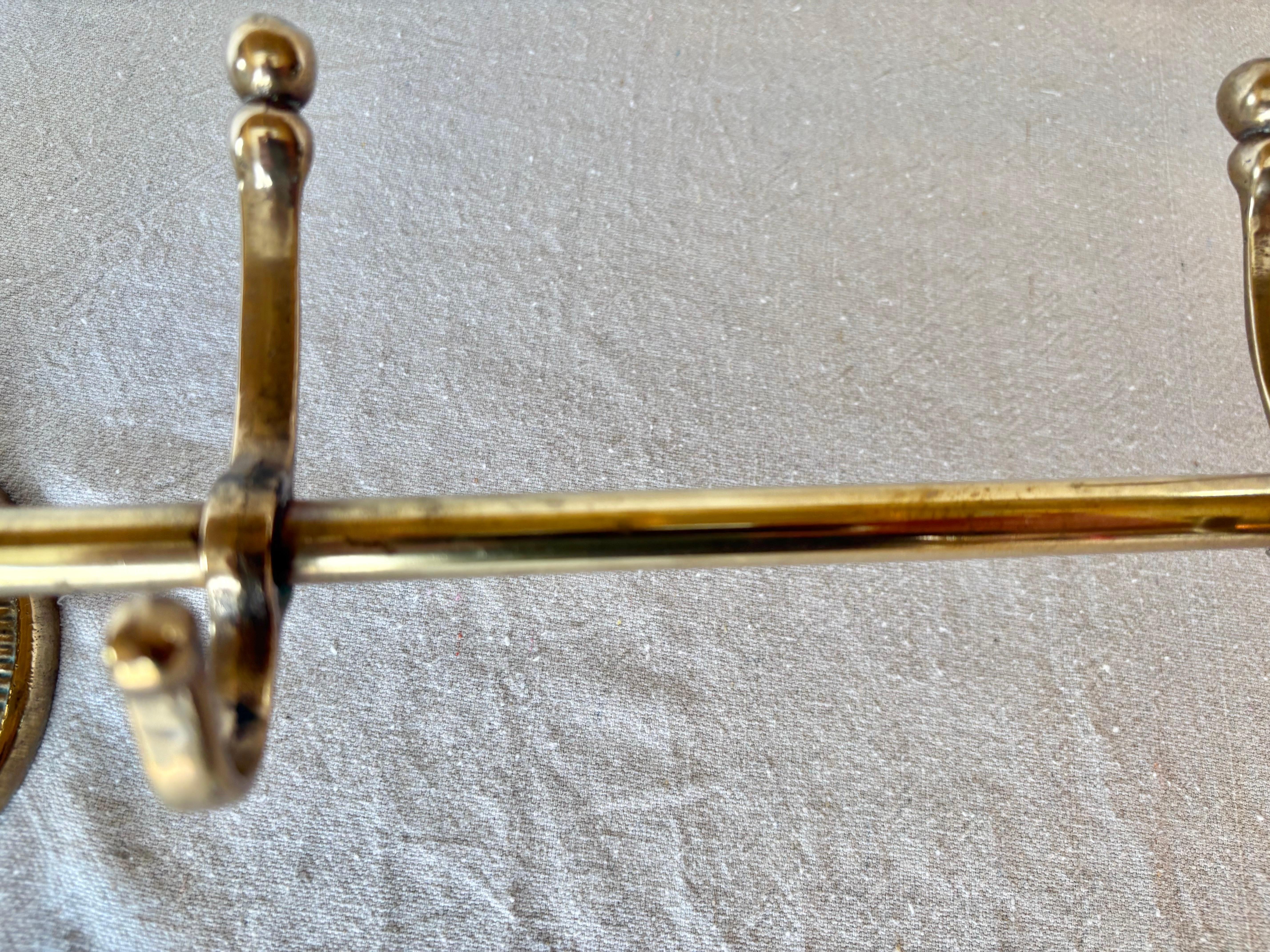 Mid 20th Century Brass Longhorn Cow Head Five Hook Coat Rack For Sale 9
