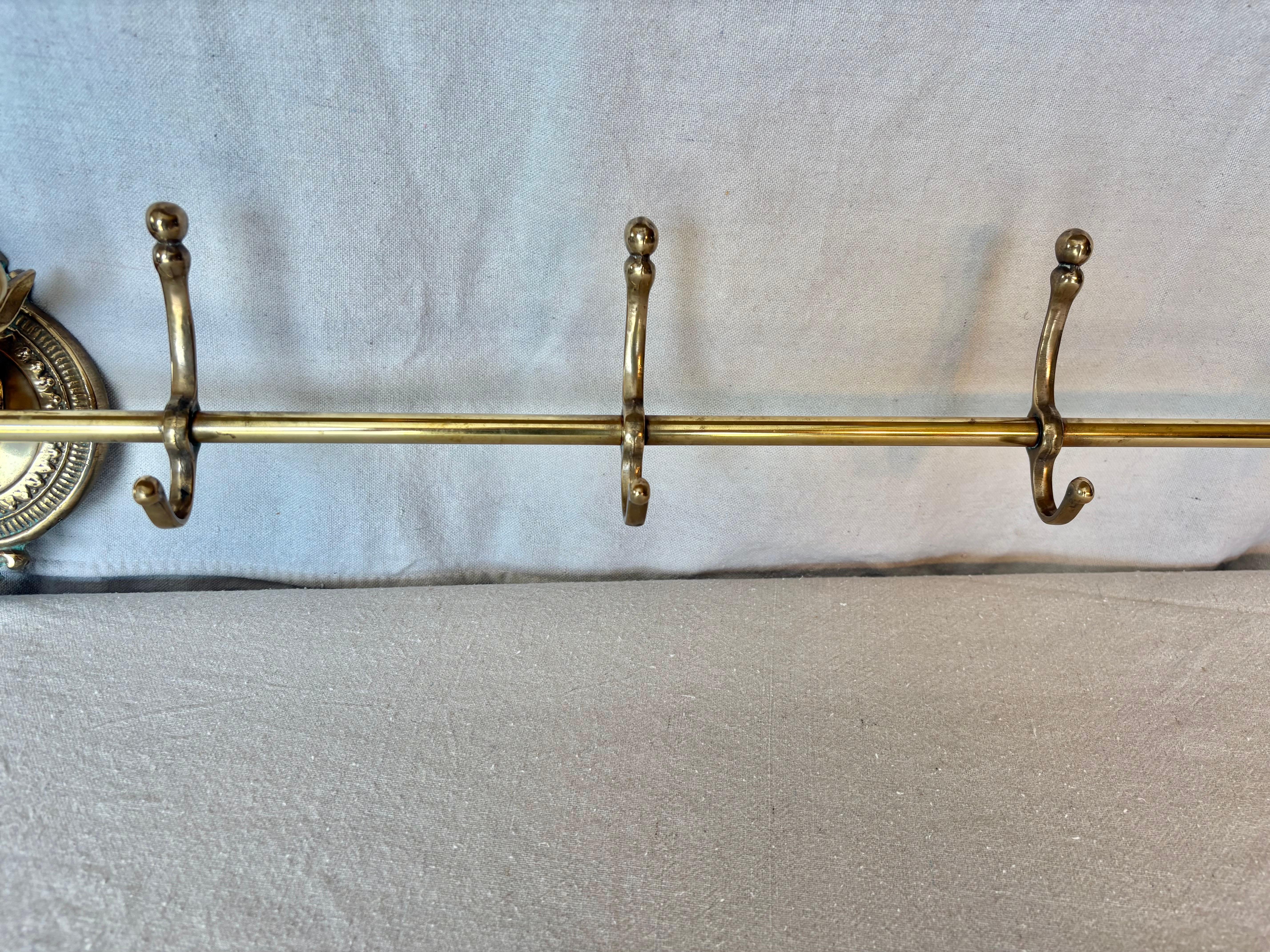 Mid 20th Century Brass Longhorn Cow Head Five Hook Coat Rack For Sale 3