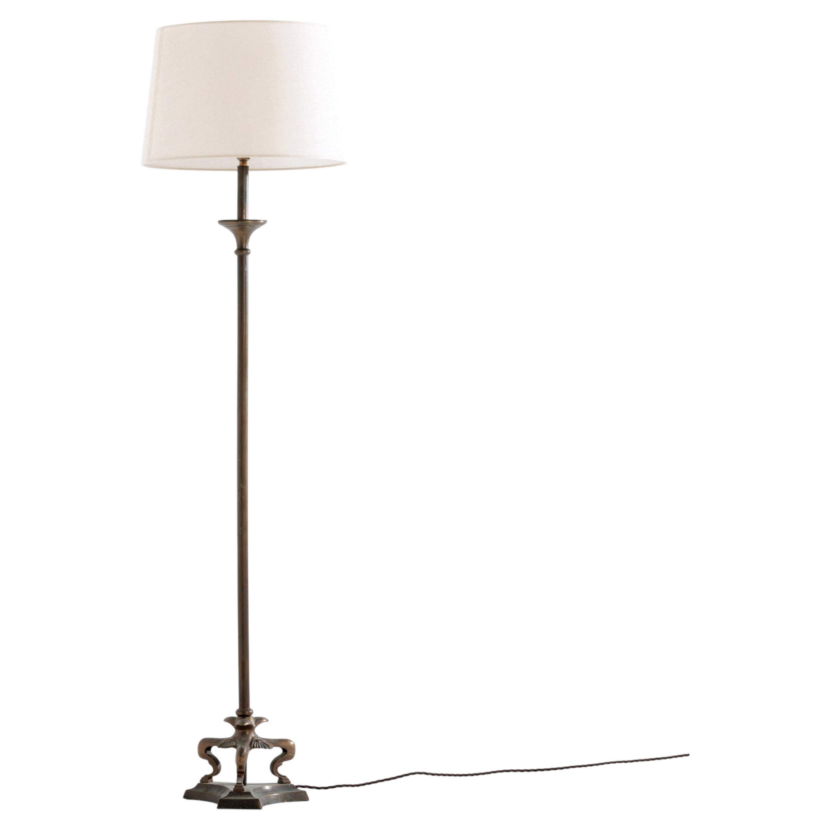Mid 20th Century Brass Neoclassical Style Floor Lamp