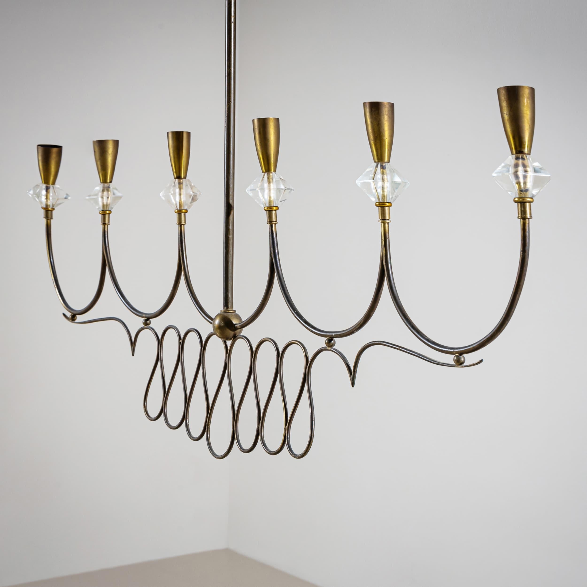 Italian Mid-20th Century Brass Pendant Lamp, Italy For Sale