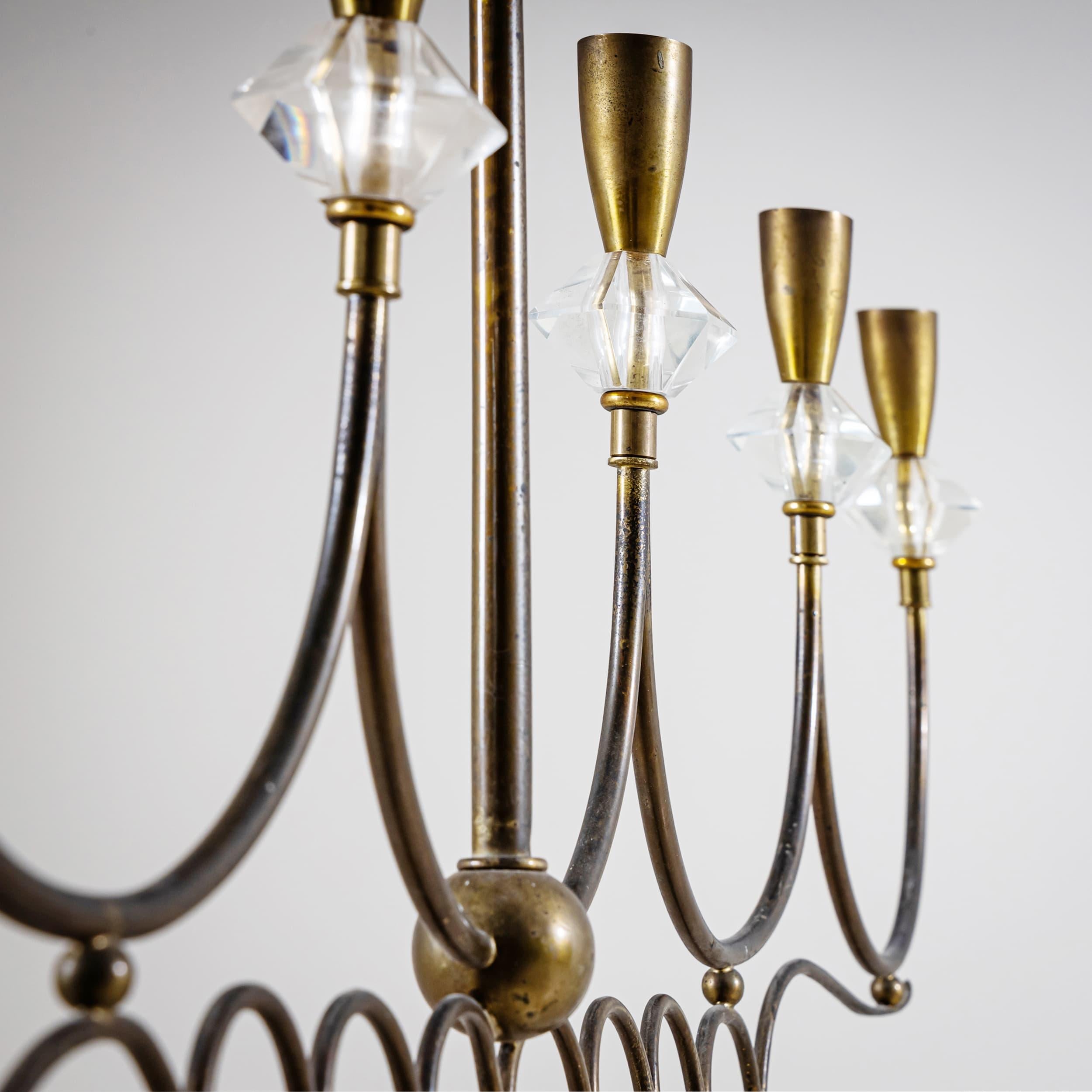 Mid-20th Century Brass Pendant Lamp, Italy For Sale 4