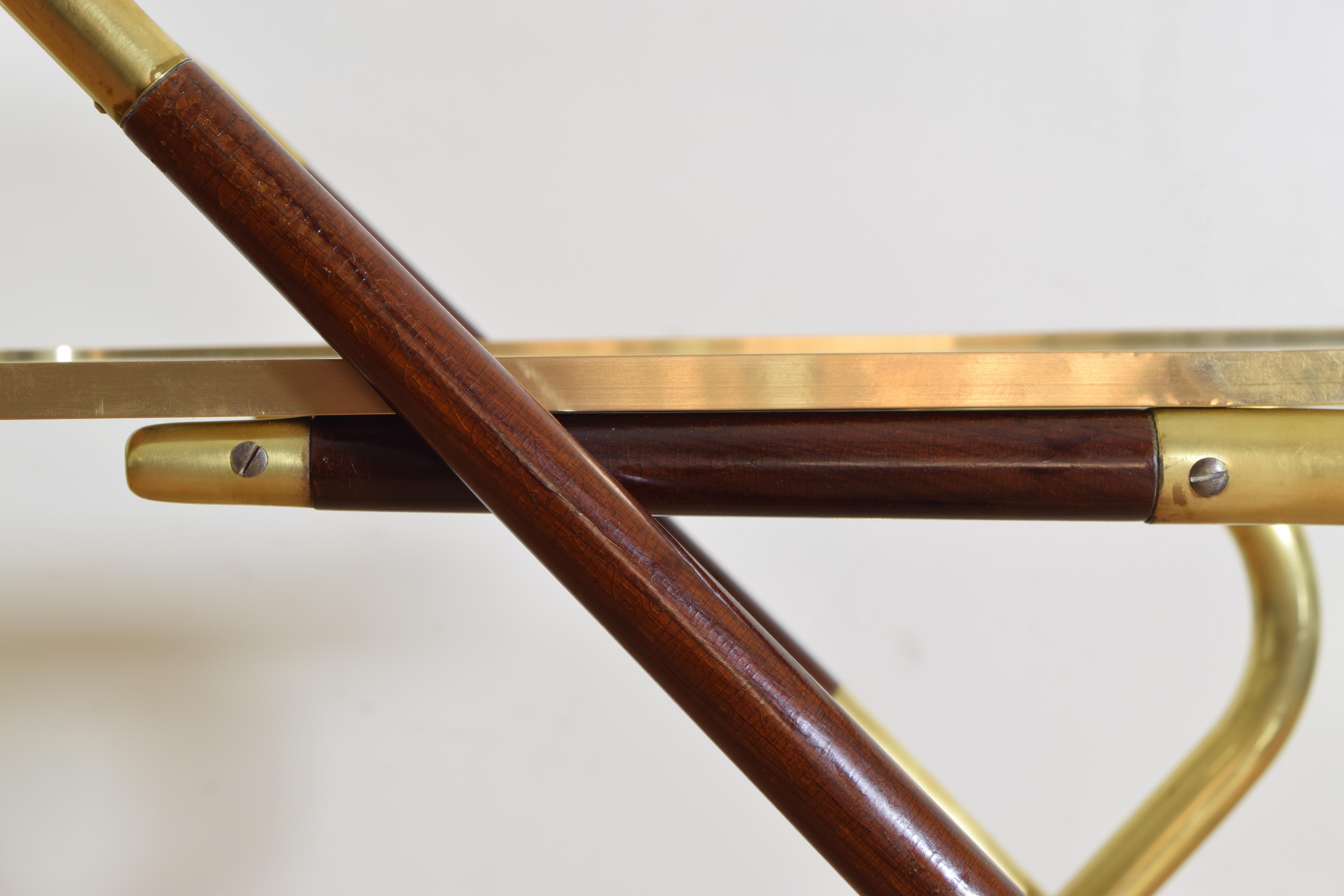 Mid-20th century Brass, Rosewood and Glass Bar Cart on Casters 1