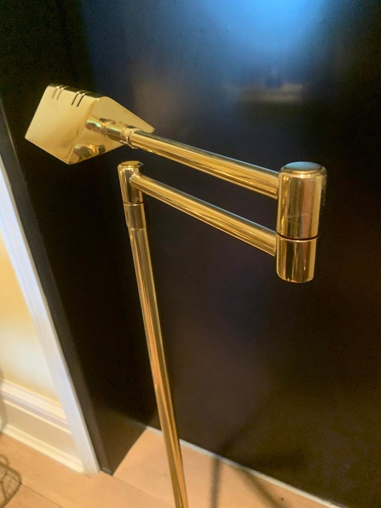 Mid20th Century Brass Swing Arm Floor Lamp at 1stDibs