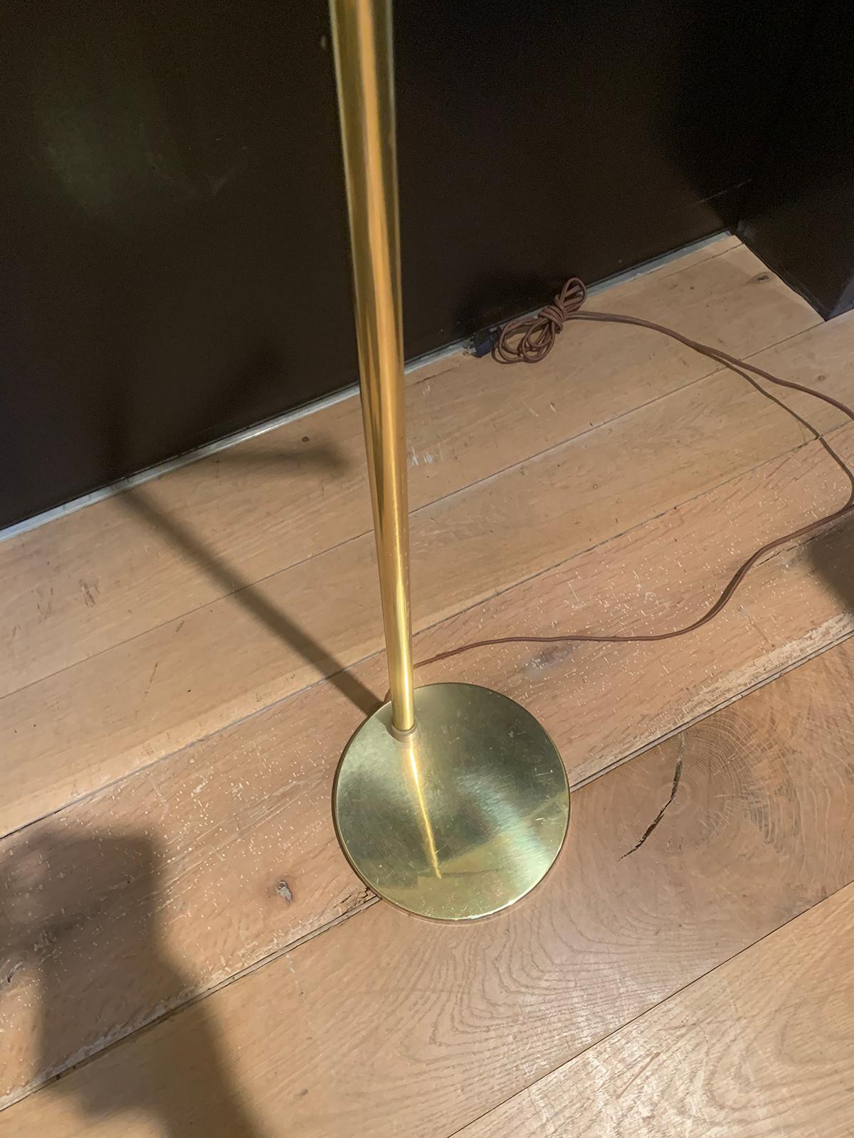 Mid-20th Century Brass Swing Arm Floor Lamp 7