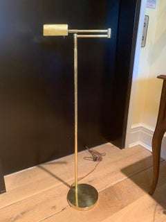 Mid-20th Century Brass Swing Arm Floor Lamp