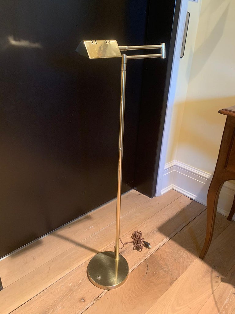Mid-20th Century Brass Swing Arm Floor Lamp at 1stDibs