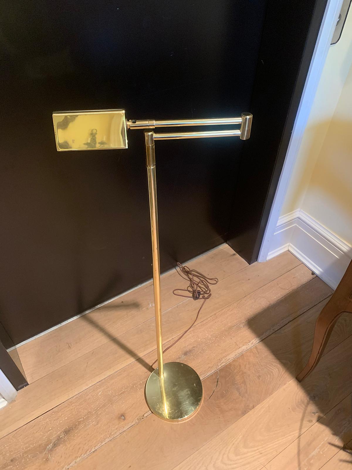 Mid-Century Modern Mid-20th Century Brass Swing Arm Floor Lamp For Sale
