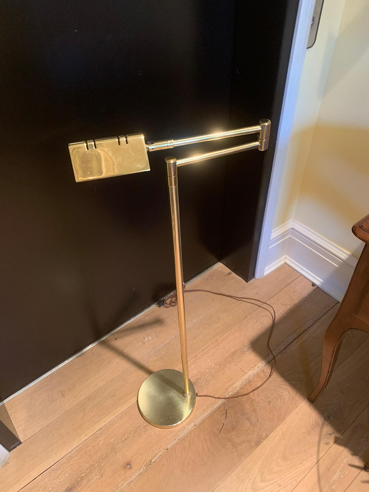 Mid-Century Modern Mid-20th Century Brass Swing Arm Floor Lamp