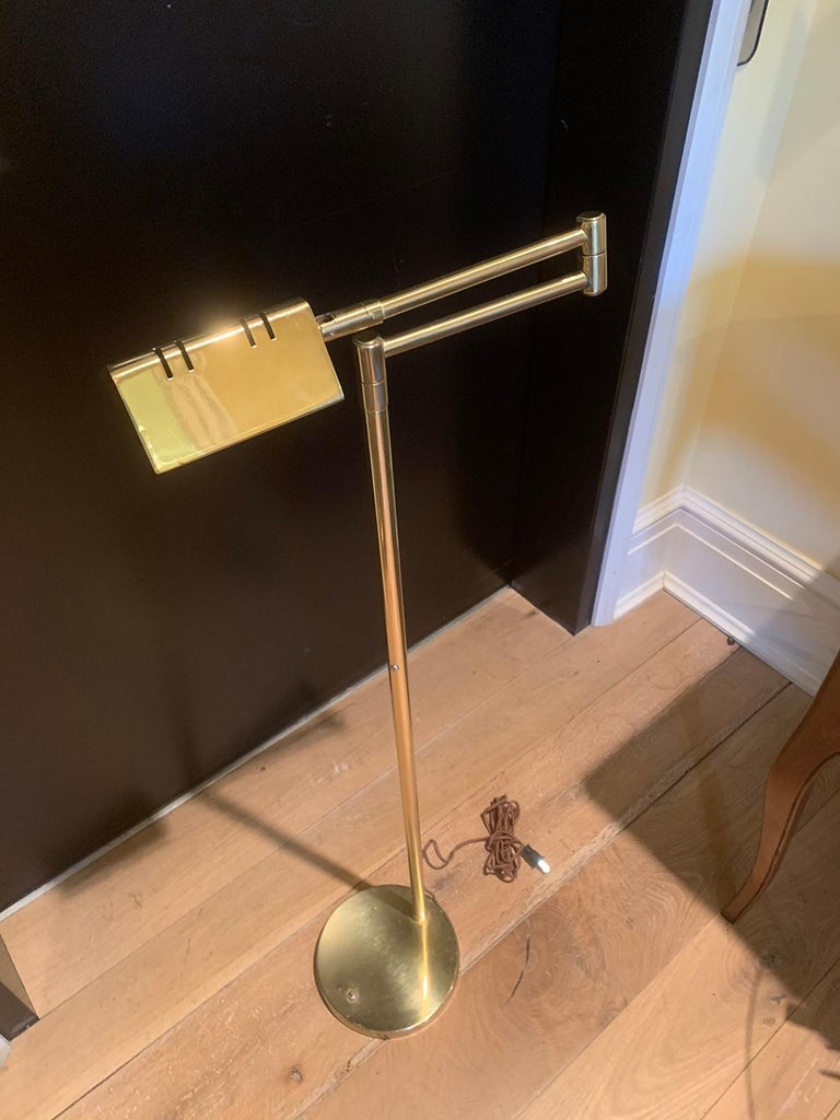Mid-20th Century Brass Swing Arm Floor Lamp at 1stDibs