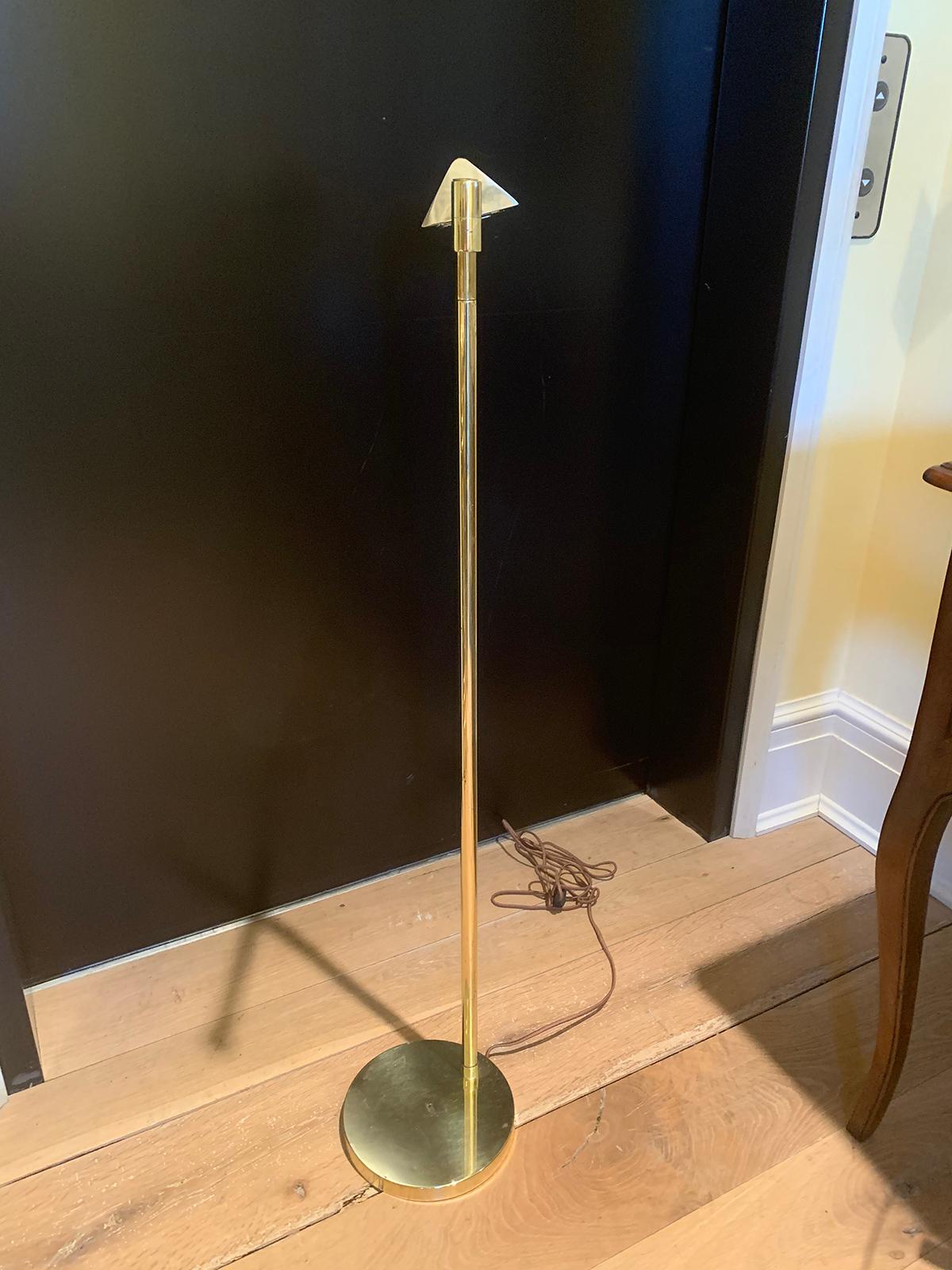 Mid-20th Century Brass Swing Arm Floor Lamp In Good Condition For Sale In Atlanta, GA