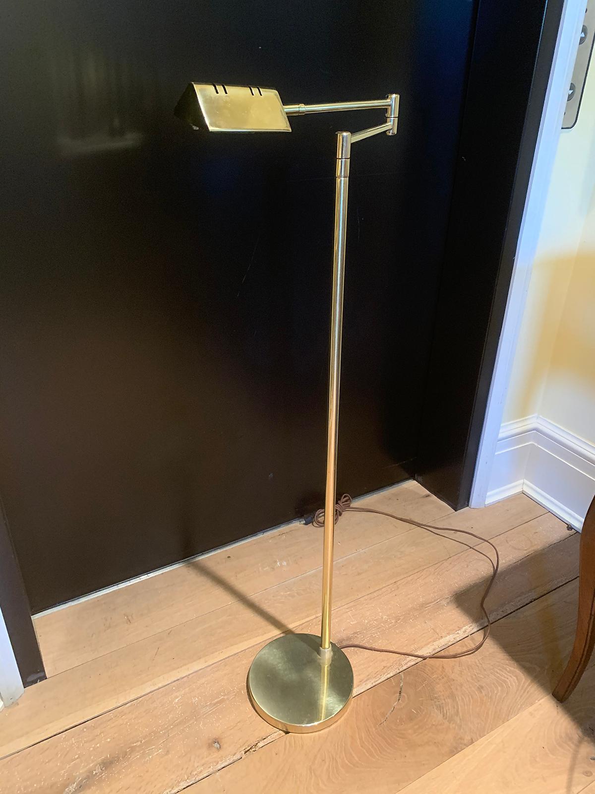 Mid-20th Century Brass Swing Arm Floor Lamp In Good Condition In Atlanta, GA