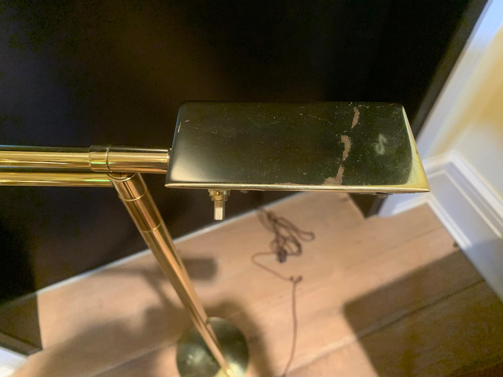 Mid-20th Century Brass Swing Arm Floor Lamp For Sale 4