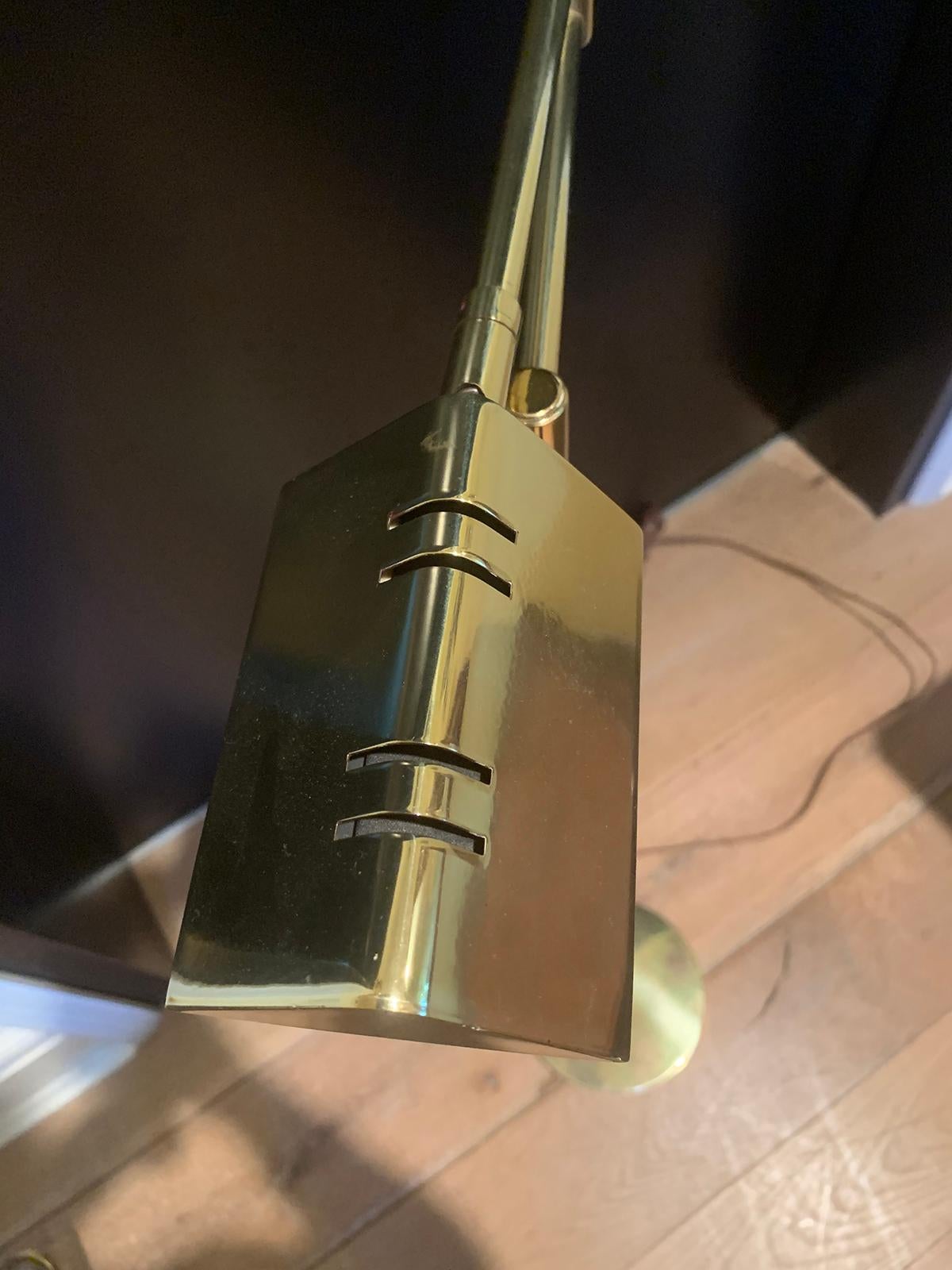 Mid-20th Century Brass Swing Arm Floor Lamp 4