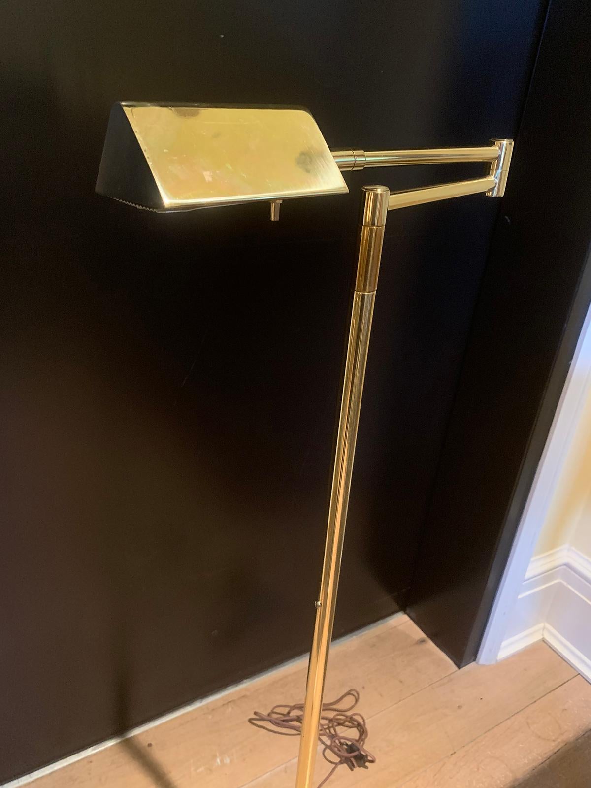 Mid-20th Century Brass Swing Arm Floor Lamp For Sale 5