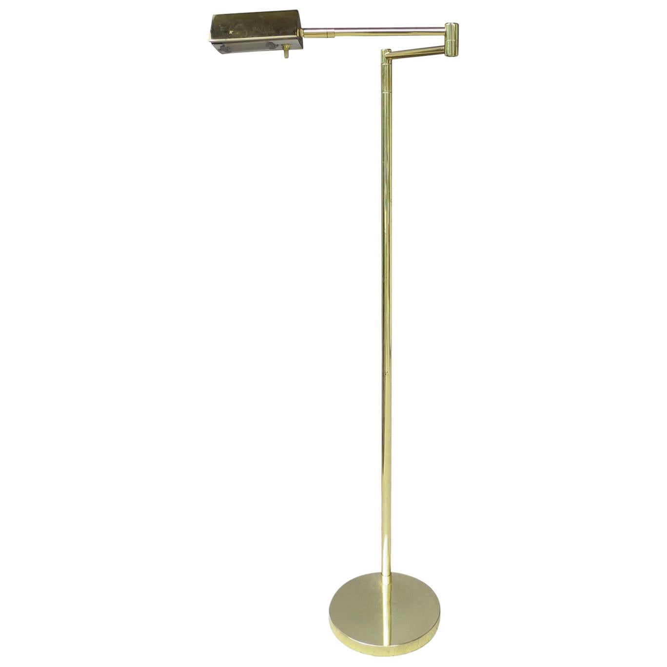 Mid-20th Century Brass Swing Arm Floor Lamp For Sale