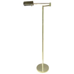 Mid-20th Century Brass Swing Arm Floor Lamp
