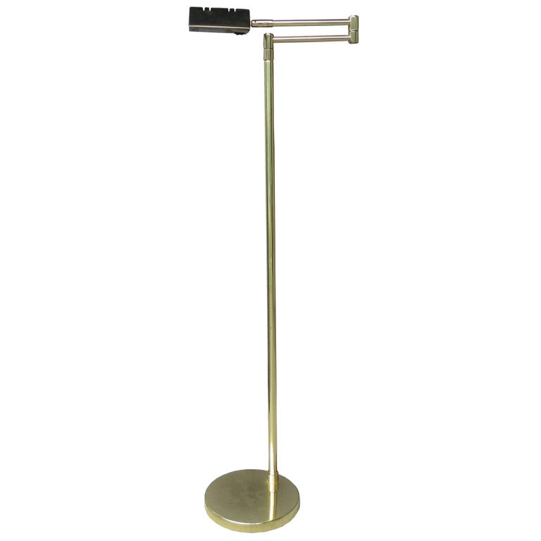 Mid-20th Century Brass Swing Arm Floor Lamp at 1stDibs