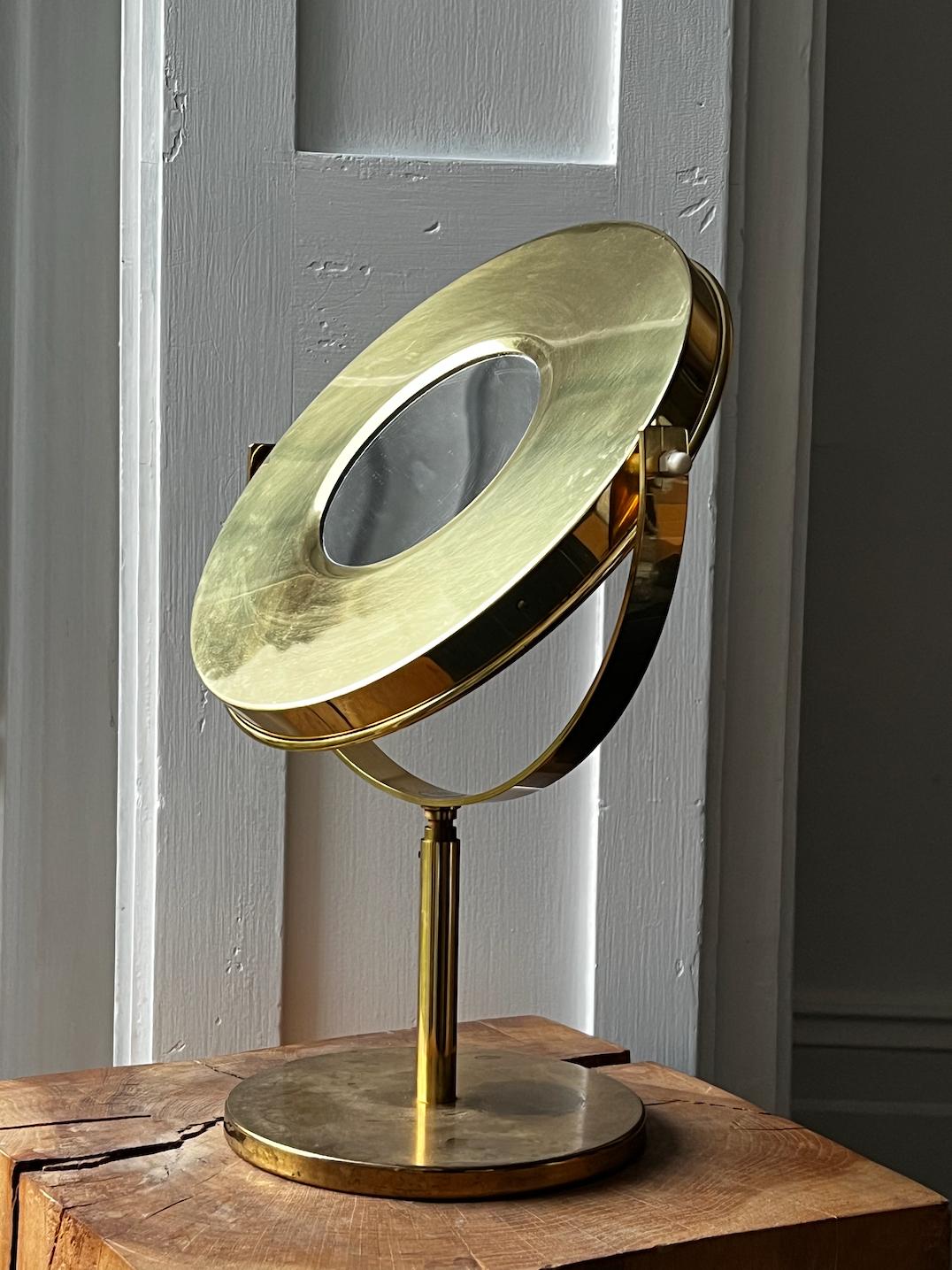 Mid-Century Modern Mid-20th Century Brass Table Mirror by Hans Agne Jakobsson, Sweden