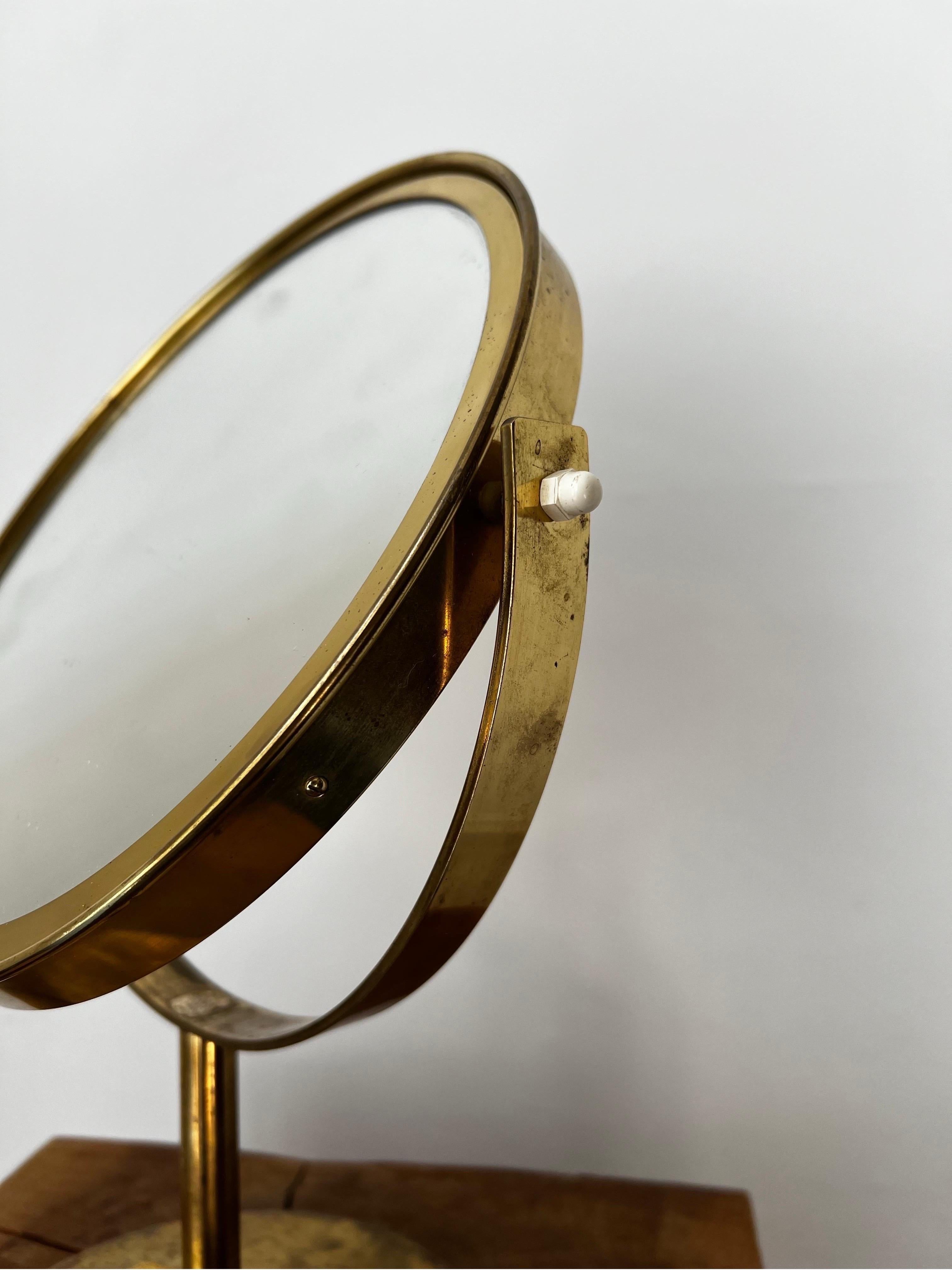 Mid-20th Century Brass Table Mirror by Hans Agne Jakobsson, Sweden In Fair Condition For Sale In London, GB