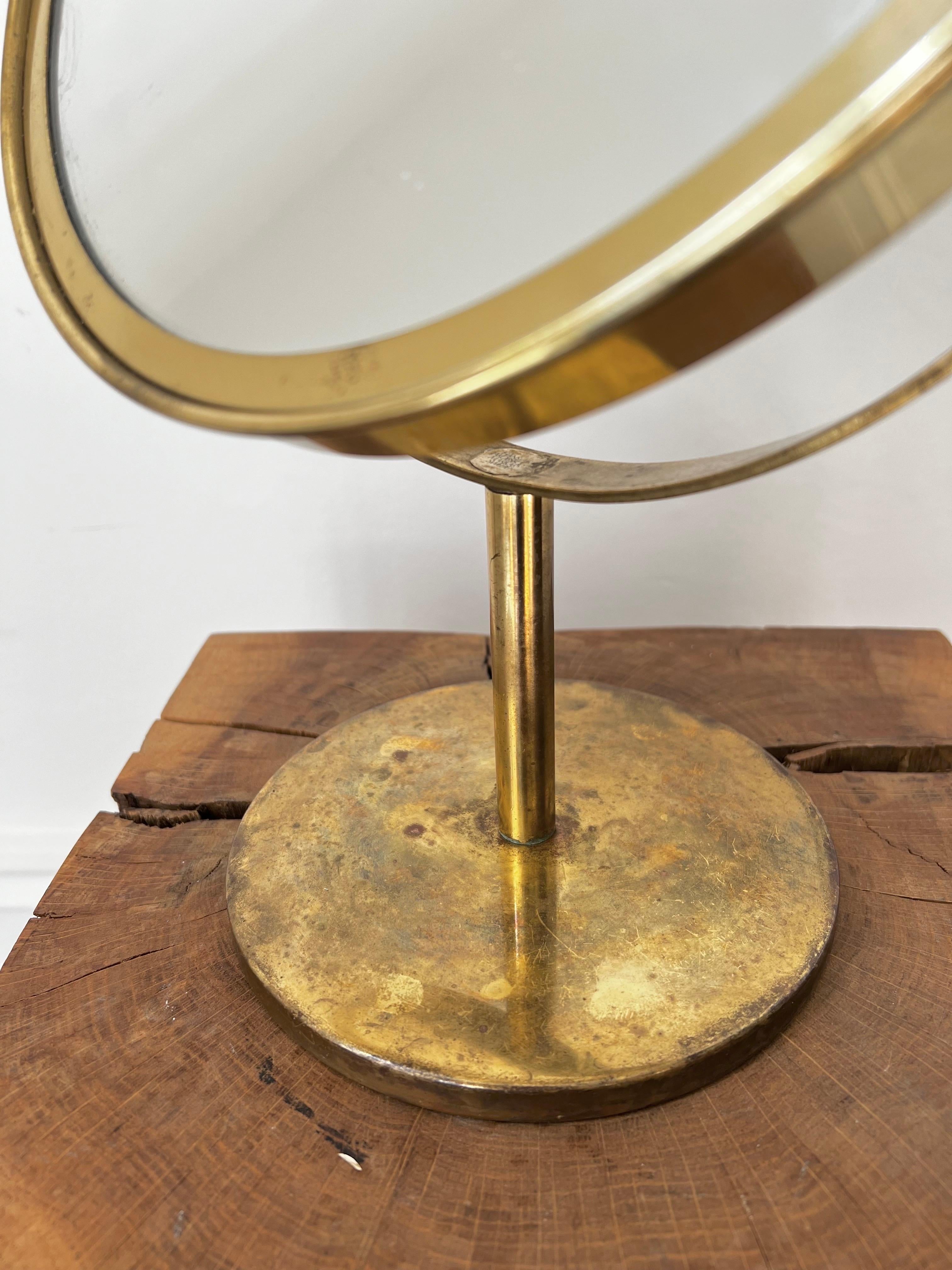 Mid-20th Century Brass Table Mirror by Hans Agne Jakobsson, Sweden For Sale 1