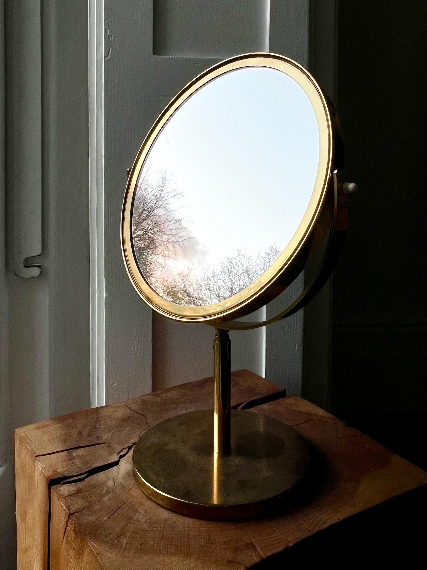 Mid-20th Century Brass Table Mirror by Hans Agne Jakobsson, Sweden 2