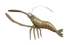Mid 20th Century Brass Wall Hanging Crawfish Crayfish Prawn Lobster 12"
