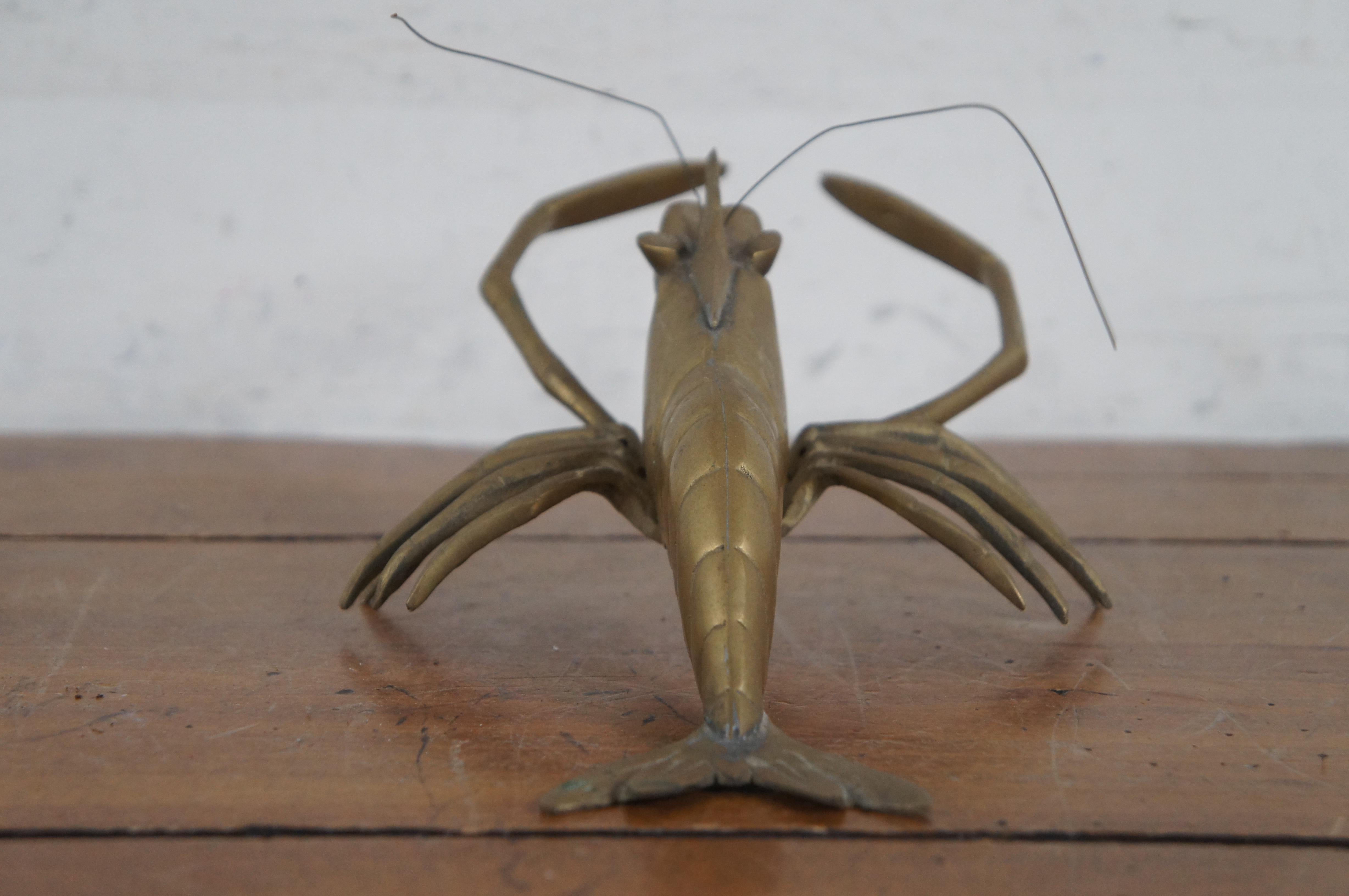 Mid-Century Modern Mid 20th Century Brass Wall Hanging Crawfish Crayfish Prawn Lobster 12