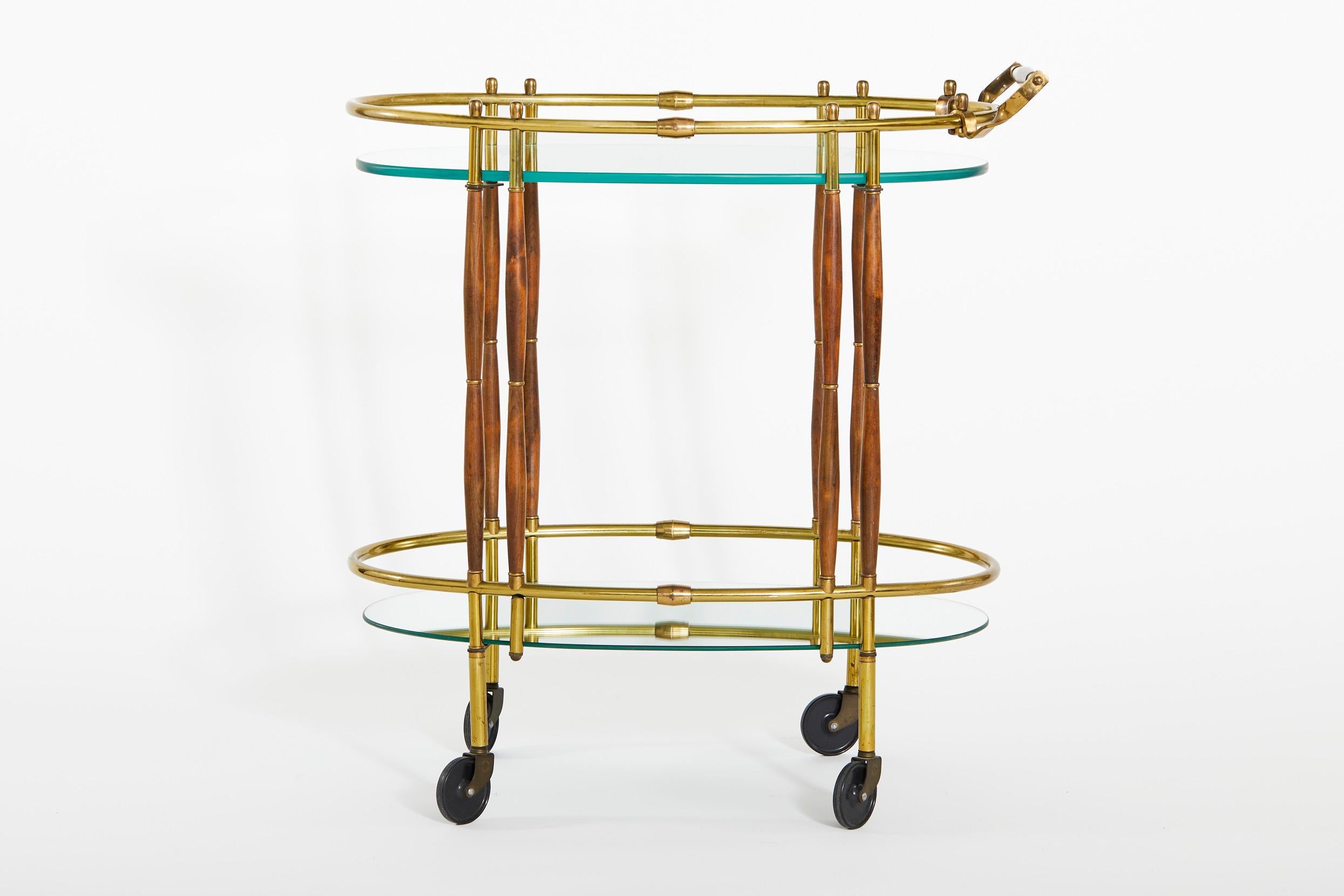 Mid-20th Century Brass / Wood Design Bar Cart 6