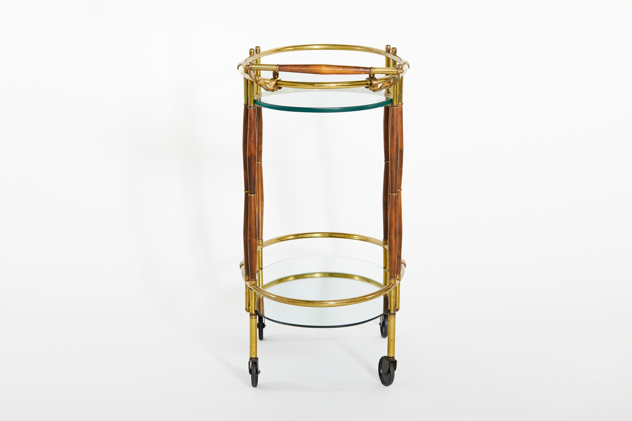 Italian Mid-20th Century Brass / Wood Design Bar Cart