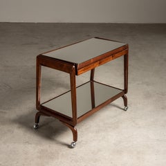 Mid-20th Century Brazilian Bar Cart in Wood & Glass