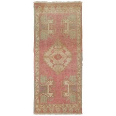 Mid-20th Century Bright Bubble Gum Pink Turkish Rug