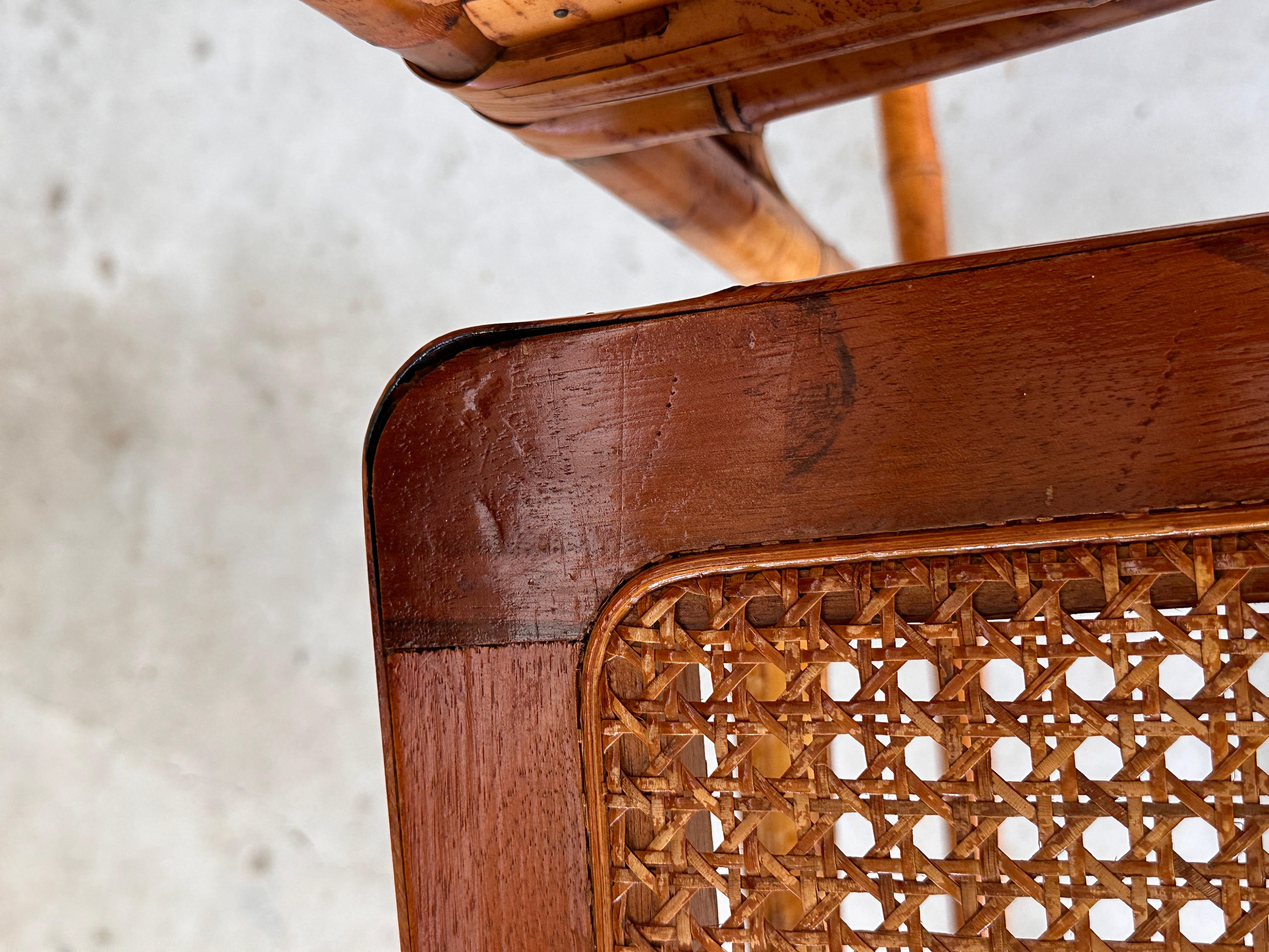 Mid-20th Century Brighton Pavilion Scorched Bamboo Cane Bar Stools-set of 3 7