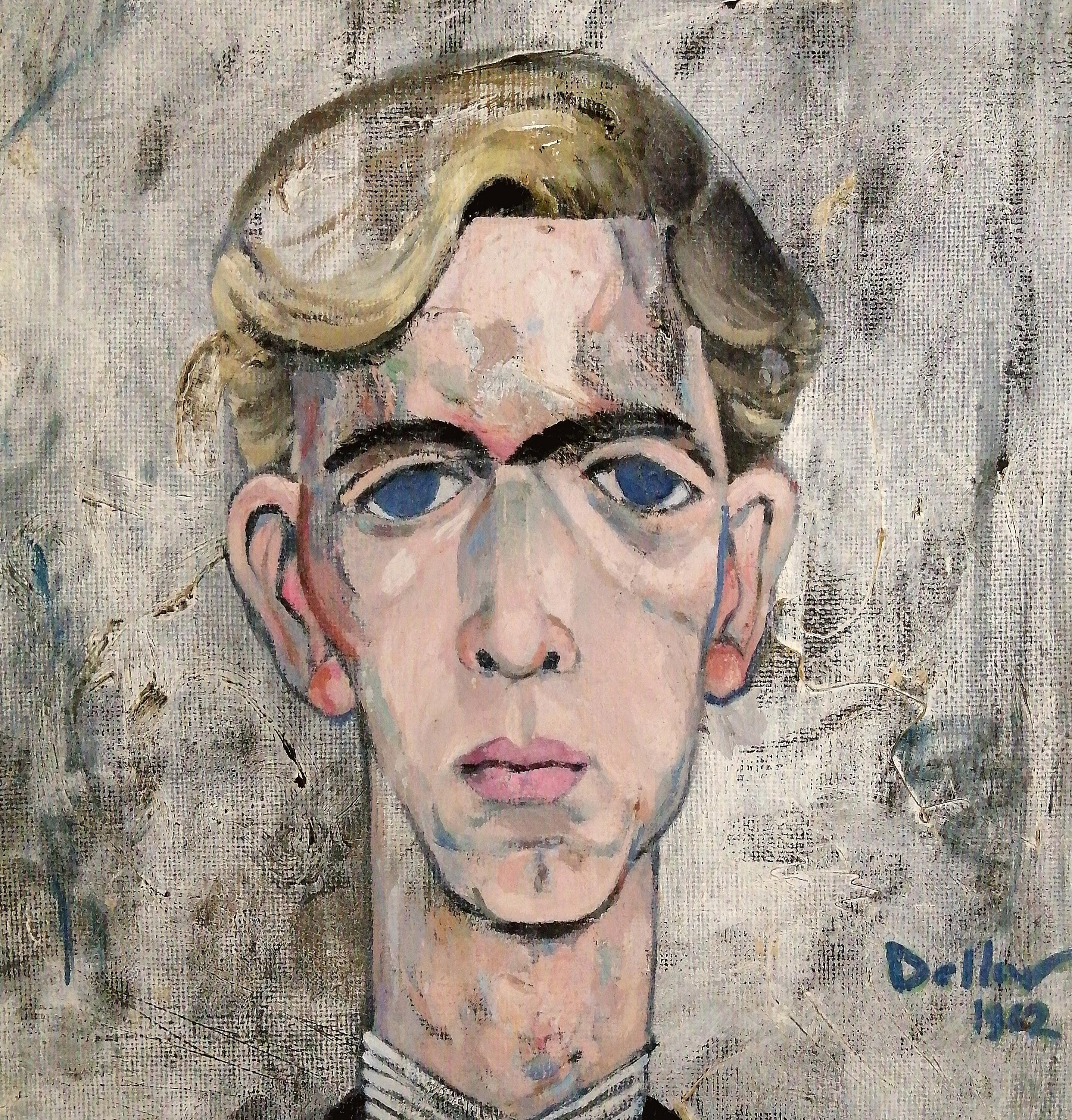 Magnífico retrato al óleo sobre lienzo Modern British a gran escala de un joven elegantemente vestido con camisa a rayas, traje de chaqueta y corbata. 

Obra de excelente calidad y poco habitual, que está firmada y fechada en 1962 en el centro a la