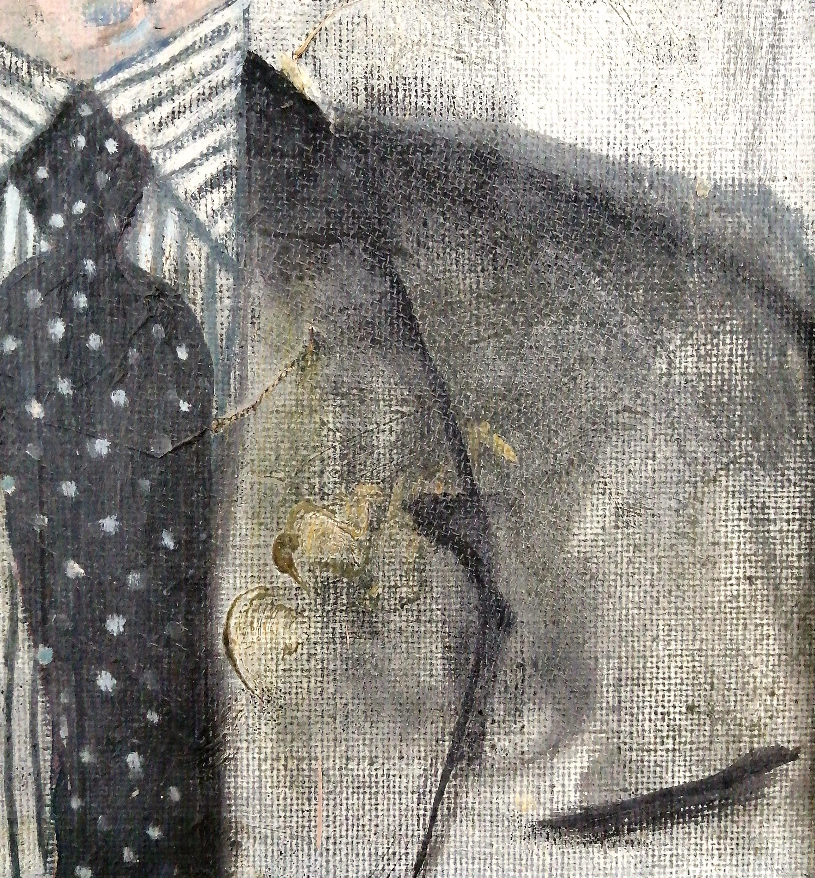 Retrato de un hombre joven - Gran pintura figurativa Modern British al óleo sobre lienzo en venta 5