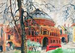 Royal Albert Hall - Pittura paesaggistica londinese moderna del XX secolo del MId British