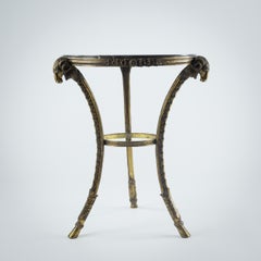 Mid 20th Century Bronze and Marble Rams Head Gueridon Table