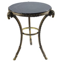 Mid 20th Century Bronze and Marble Rams Head Gueridon Table