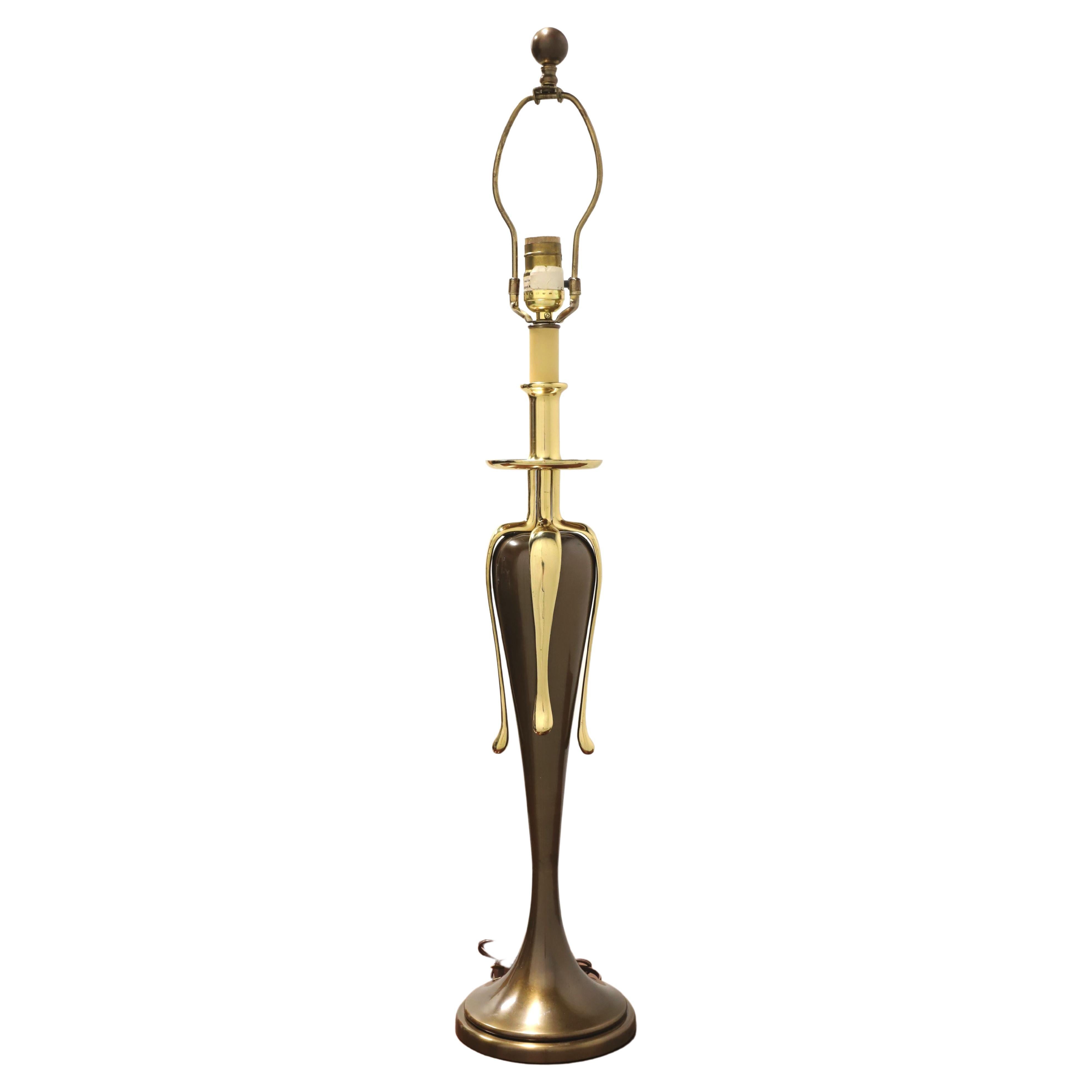Lampe de table Art Déco du milieu du 20e siècle en bronze avec des "gouttes" en laiton