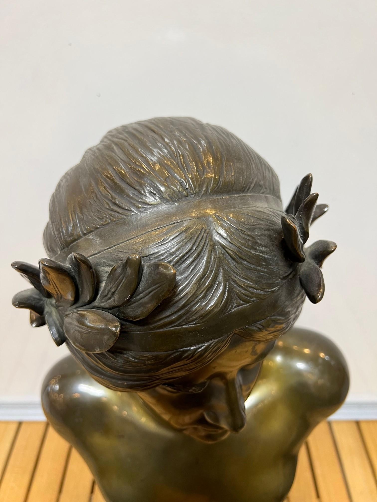 Mid 20th Century Bronze Bust of The Greek Goddess of Music For Sale 7