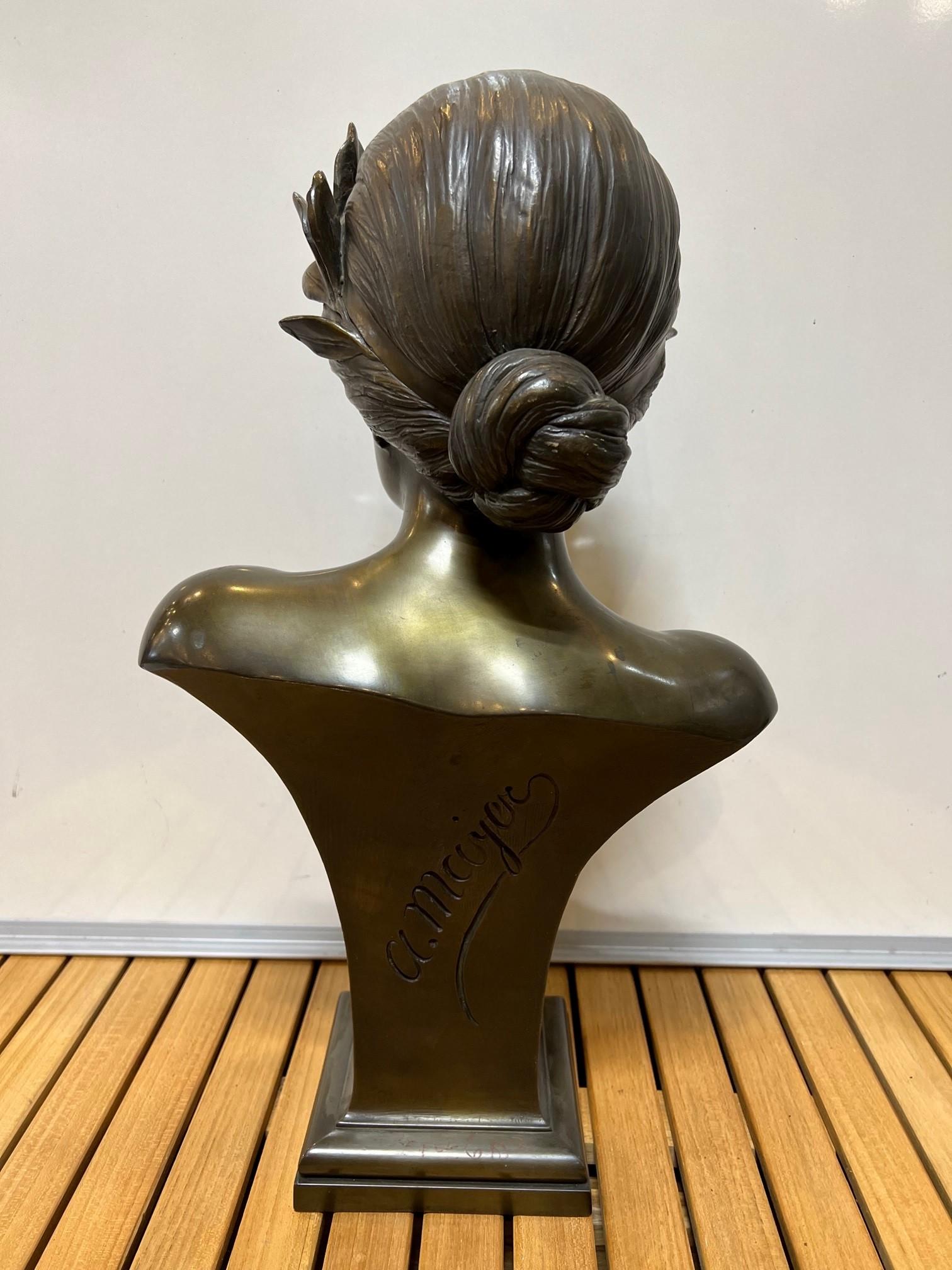 Mid 20th Century Bronze Bust of The Greek Goddess of Music  For Sale 5