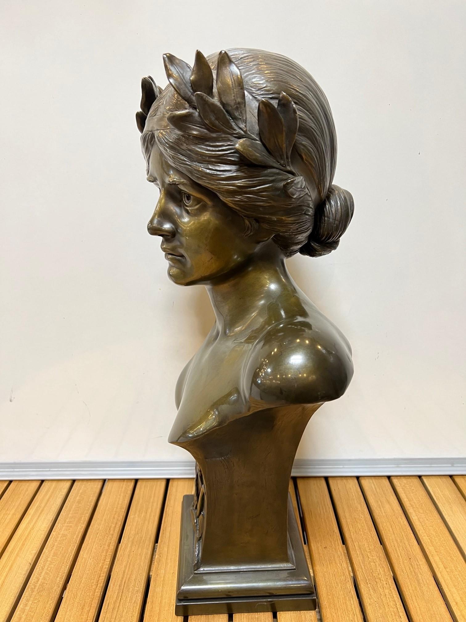 Mid 20th Century Bronze Bust of The Greek Goddess of Music  For Sale 6