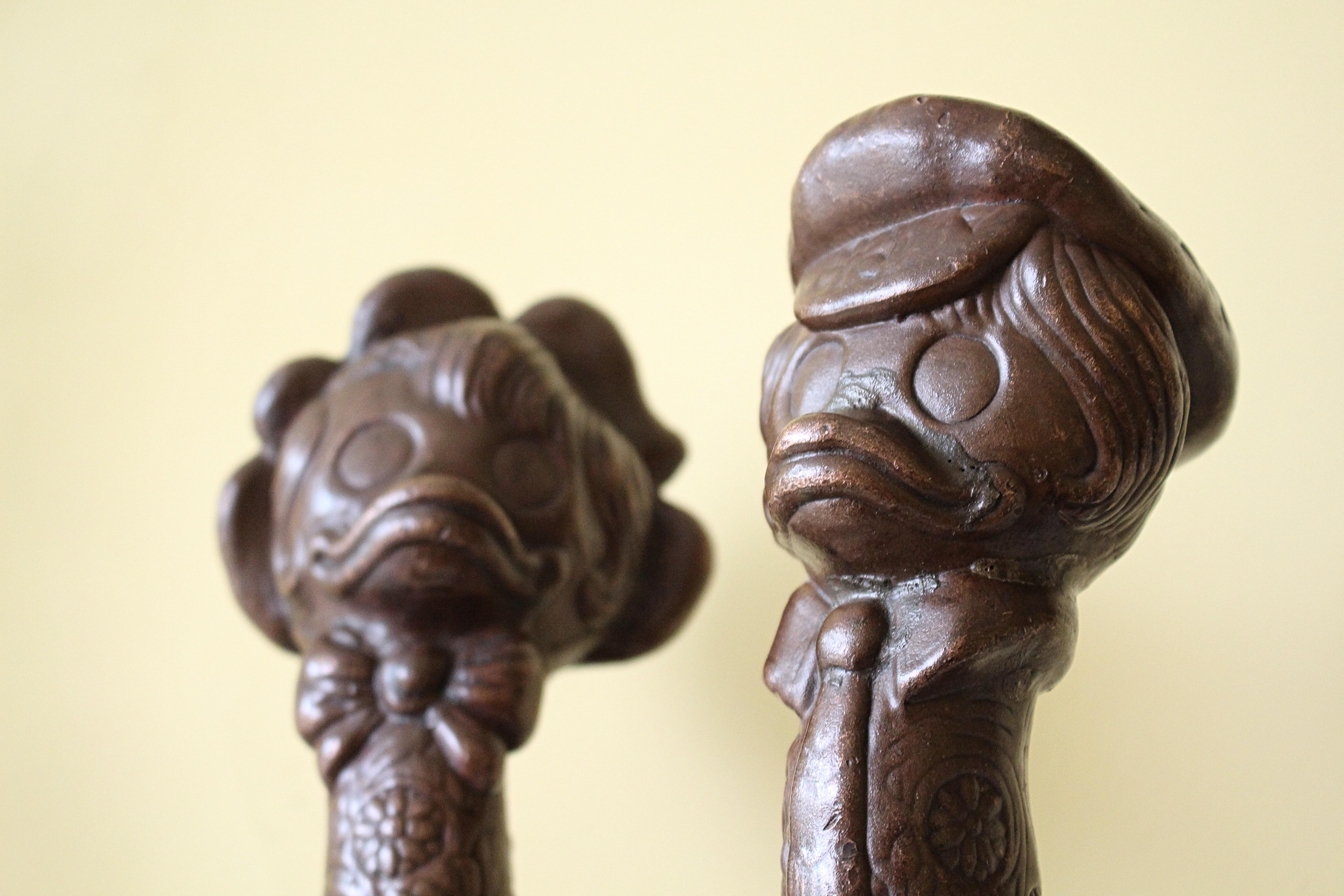 Mid 20th Century Bronze Daffy & Donald Fairground Carousel Handles Coat Hooks In Good Condition In Lowestoft, GB