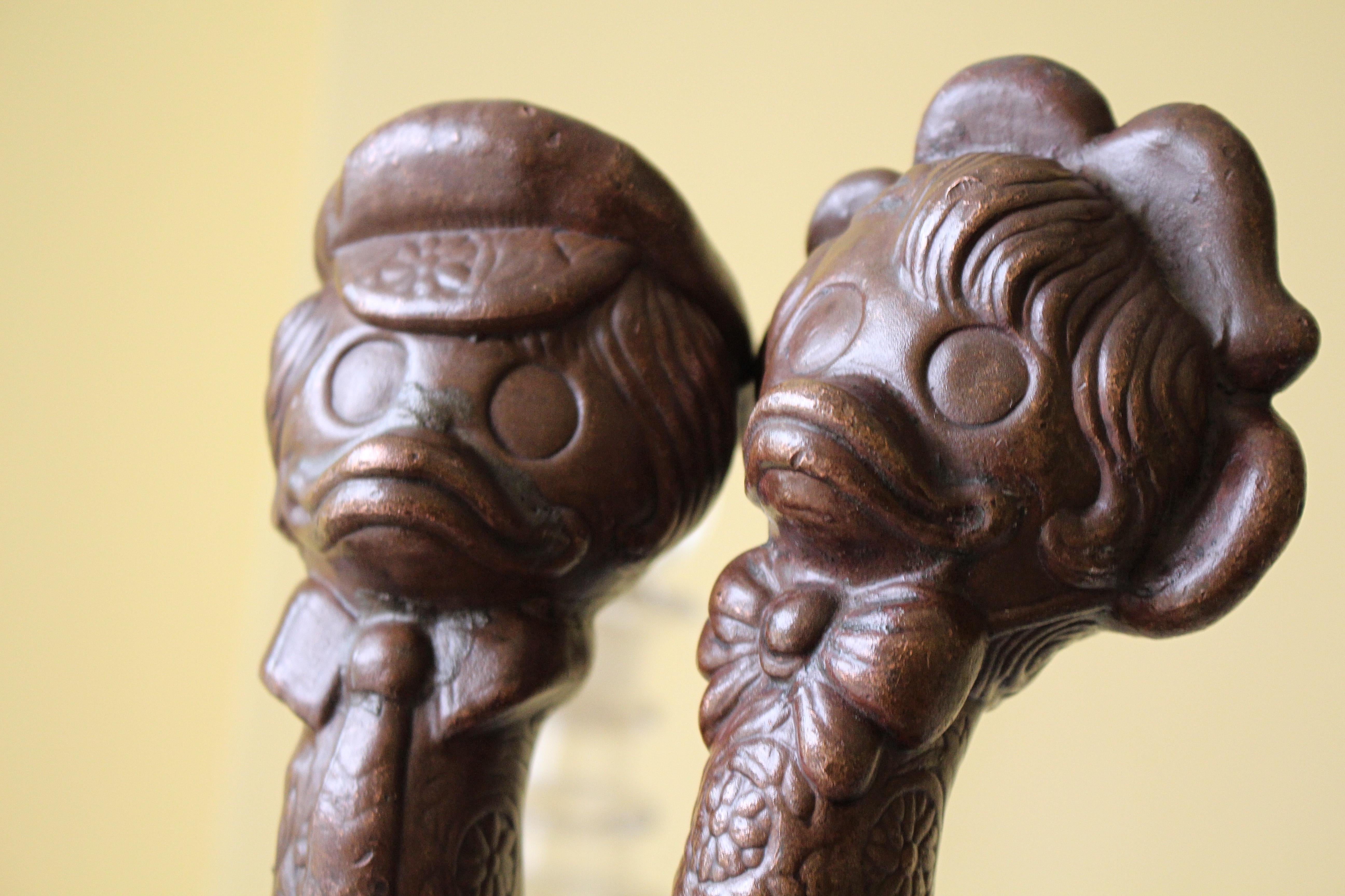 Mid 20th Century Bronze Daffy & Donald Fairground Carousel Handles Coat Hooks 2