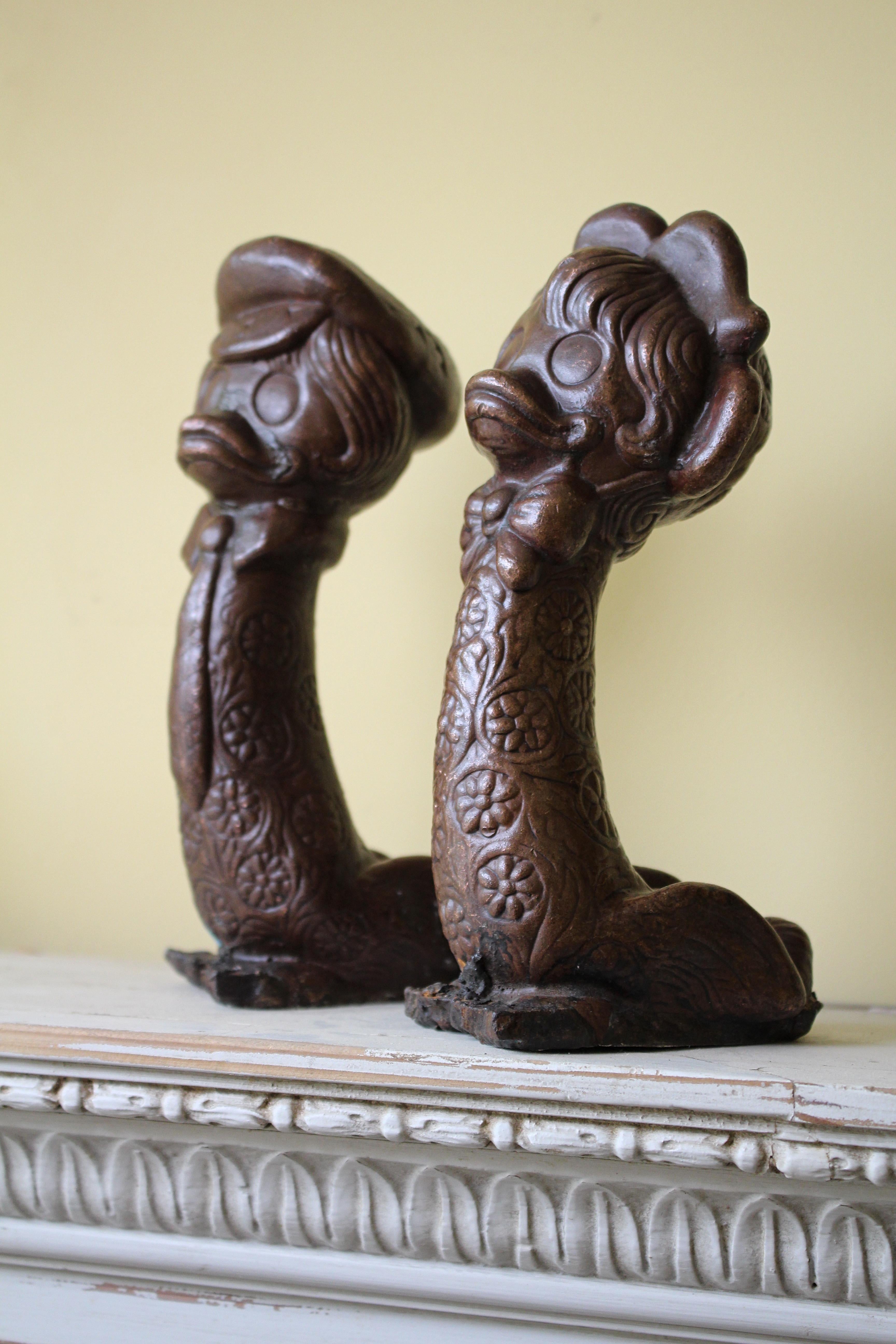 Mid 20th Century Bronze Daffy & Donald Fairground Carousel Handles Coat Hooks 3