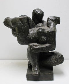 Mid 20th Century Bronze Man & Woman Abstract Sculpture Signed M. HUDECEK 1967