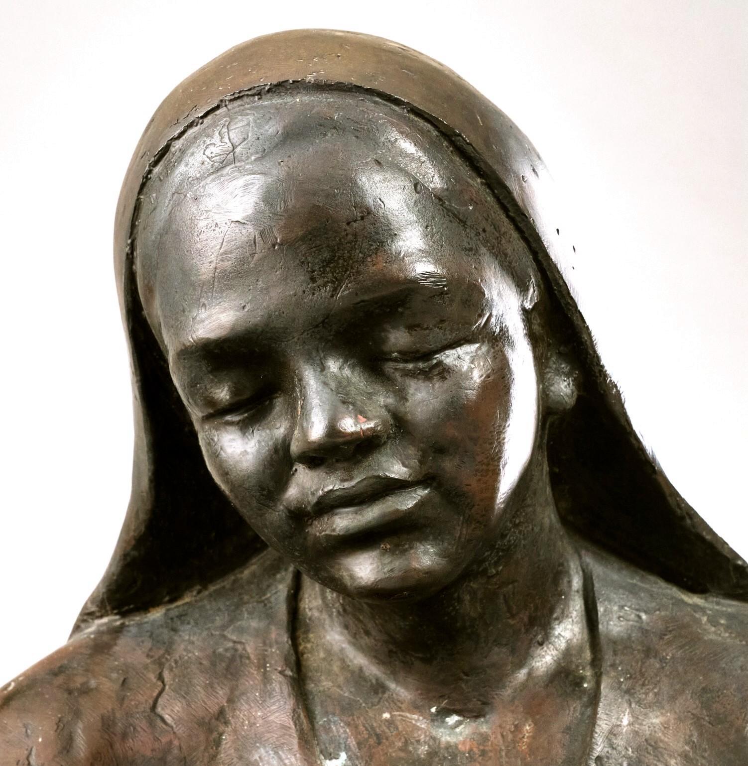 A Large Mid 20th Century Bronze of a Seated Woman in a Shawl, Mexican School For Sale 1