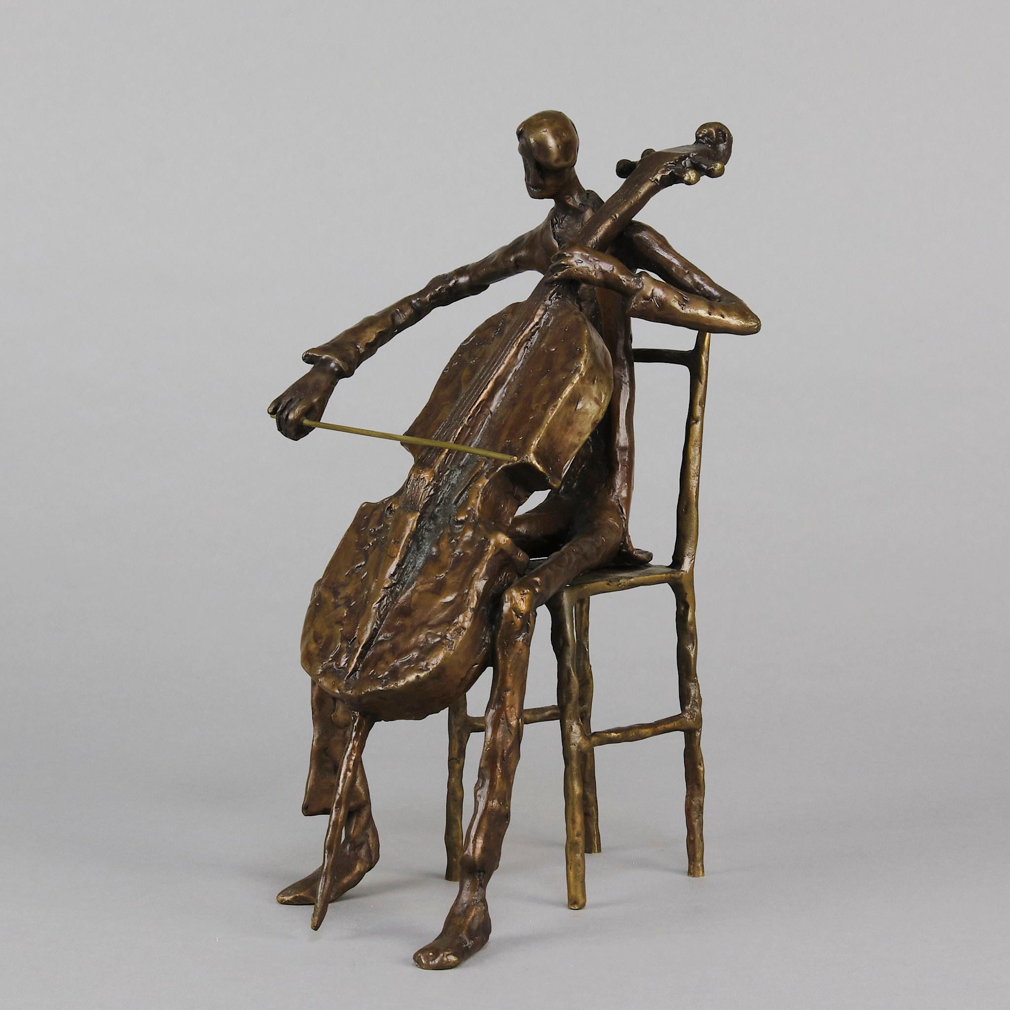 Sculpture en bronze du milieu du 20e siècle intitulée 
