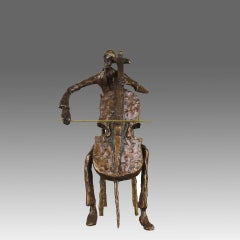 Mid 20th Century Bronze Sculpture entitled "Cellist" by Bernard Kim